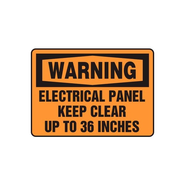 Accuform Accuform Warning Sign, Electrical Panel Keep Clear Up To 36", 14"W x 10"H, Adhesive Vinyl MELC308VS - main